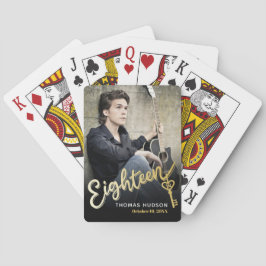 18e verjaardag achttien sleutel goud zwart foto pokerkaarten