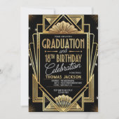 18e Verjaardag Afstuderen 1920 Black Gold Scheme Kaart (Voorkant)