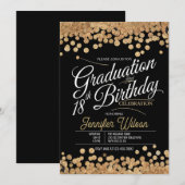 18e Verjaardag Afstuderen Sparkling Gold Glitter Kaart (Voorkant / Achterkant)