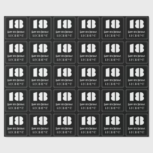 18e verjaardag: Art Deco Geïnspireerde look "18" & Cadeaupapier (Zoom)