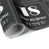 18e verjaardag - Art Deco geïnspireerde look "18", Cadeaupapier (Rol Hoek)