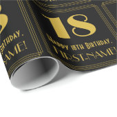 18e verjaardag ~ Art Deco geïnspireerde look "18", Cadeaupapier (Rol Hoek)