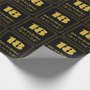 18e verjaardag - Art Deco geïnspireerde look "18"  Cadeaupapier