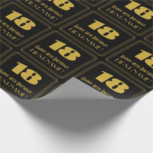 18e verjaardag - Art Deco geïnspireerde look "18" Cadeaupapier (Hoek)