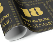 18e verjaardag - Art Deco geïnspireerde look "18" Cadeaupapier (Rol Hoek)
