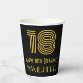 18e verjaardag: Art Deco Geïnspireerde look "18" e Papieren Bekers (Achterkant)