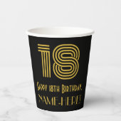 18e verjaardag: Art Deco Geïnspireerde look "18" e Papieren Bekers (Voorkant)