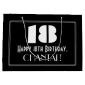 18e verjaardag ~ Art Deco geïnspireerde look "18" Groot Cadeauzakje (Achterkant)