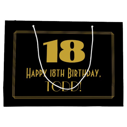 18e verjaardag — Art Deco geïnspireerde look "18"  Groot Cadeauzakje (Achterkant)