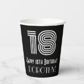 18e verjaardag — Art Deco Geïnspireerde look "18" Papieren Bekers (Achterkant)
