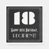 18e verjaardag: Art Deco Geïnspireerde look "18" + Servet (Voorkant)