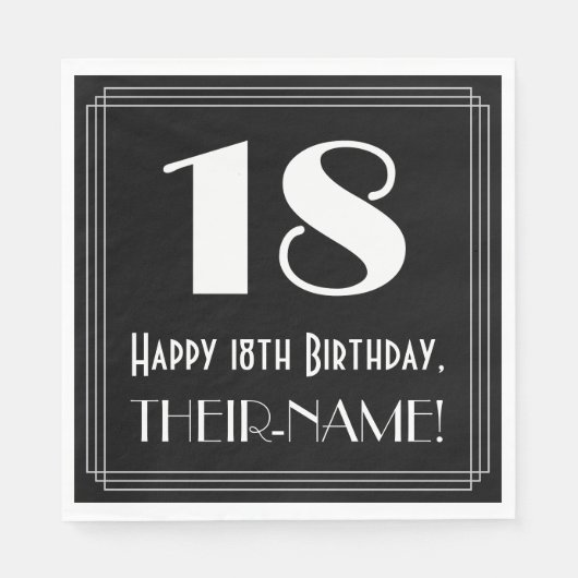 18e verjaardag ~ Art Deco geïnspireerde look "18", Servet (Voorkant)
