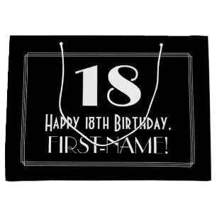 18e verjaardag: Art Deco geïnspireerde stijl "18", Groot Cadeauzakje