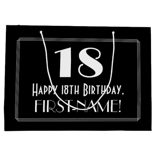 18e verjaardag: Art Deco geïnspireerde stijl "18", Groot Cadeauzakje (Achterkant)