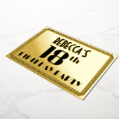 18e verjaardag: Art Deco Kijk "18" en naam Folie Uitnodiging (Gedraaid)