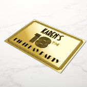 18e verjaardag — Art Deco Style "18" en naam Folie Uitnodiging (Gedraaid)