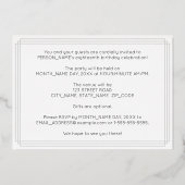 18e verjaardag — Art Deco Style "18" + Naam Folie Uitnodiging (Achterkant)