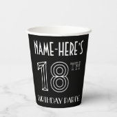 18e verjaardag: Art Deco Style + aangepaste naam Papieren Bekers (Achterkant)