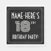 18e verjaardag: Art Deco Style + aangepaste naam Servet (Voorkant)