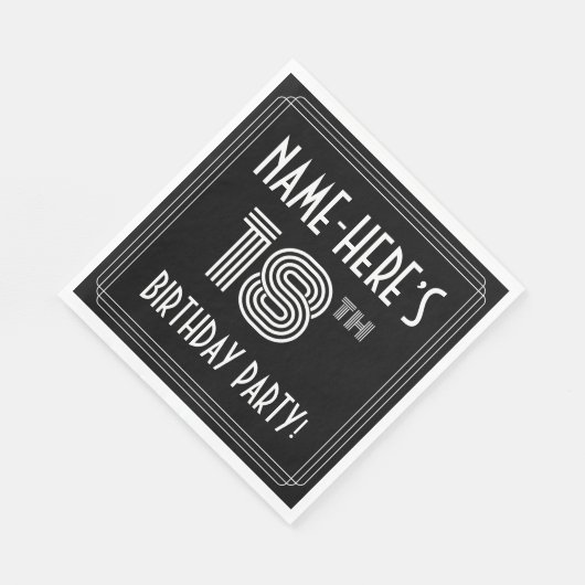 18e verjaardag: Art Deco Style + aangepaste naam Servet (Hoek)