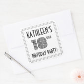 18e verjaardag: Art Deco Style + aangepaste naam Vierkante Sticker (Envelop)