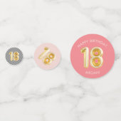 18e Verjaardag Ballon Feest Roze Goud Confetti (Achterkanten)