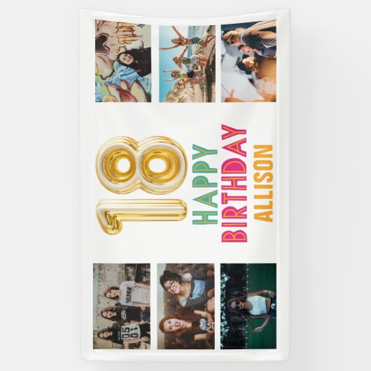 18e verjaardag ballon Happy Birthday Party Spandoek (Verticaal)