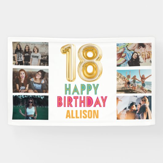 18e verjaardag ballon Happy Birthday Party Spandoek (Horizontaal)