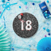 18e verjaardag ballonnen op zwarte glitter papieren bordje (Feest)