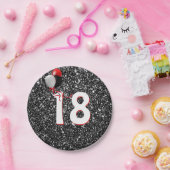 18e verjaardag ballonnen op zwarte glitter papieren bordje (Feest)