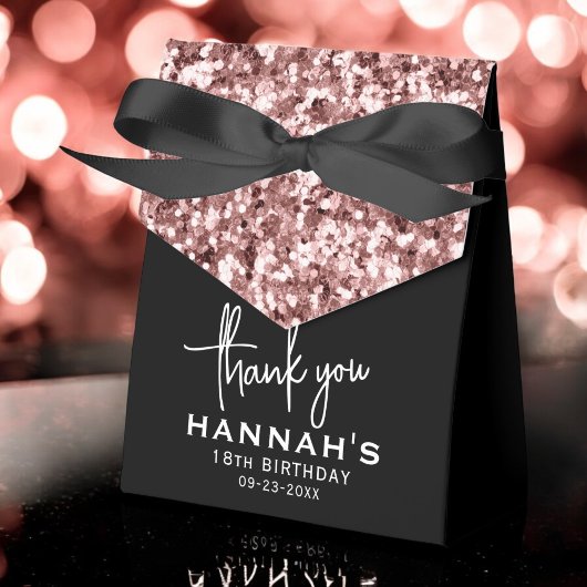 18e Verjaardag Bedankt Roos Gold Glitter Script Bedankdoosjes
