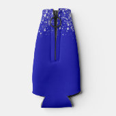 18e verjaardag - blauwe zilverglitter naam flesjeskoeler (Achterkant)