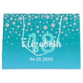 18e verjaardag blauwgroen blauwe groene glitter na groot cadeauzakje (Voorkant)