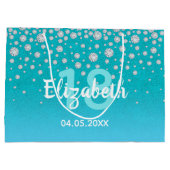 18e verjaardag blauwgroen blauwe groene glitter na groot cadeauzakje (Achterkant)