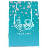 18e verjaardag blauwgroen blauwe groene glitter na medium cadeauzakje (Voorkant)