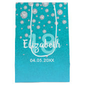 18e verjaardag blauwgroen blauwe groene glitter na medium cadeauzakje (Achterkant)