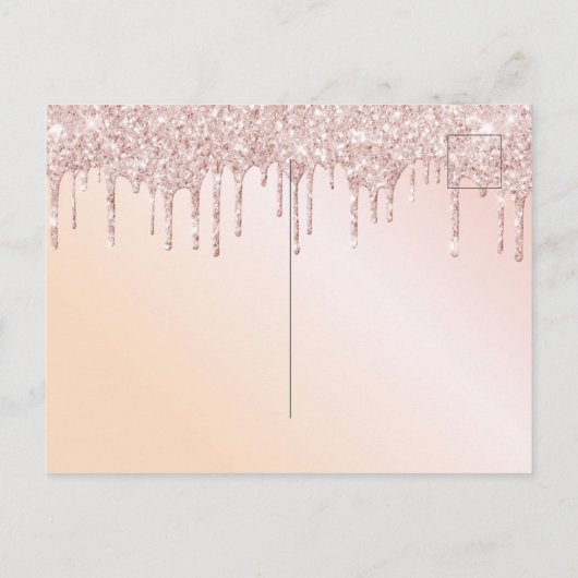 18e verjaardag bloem roos goudglitter uitnodiging (Achterkant)