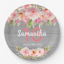 18e verjaardag blozen grijs hout rustic