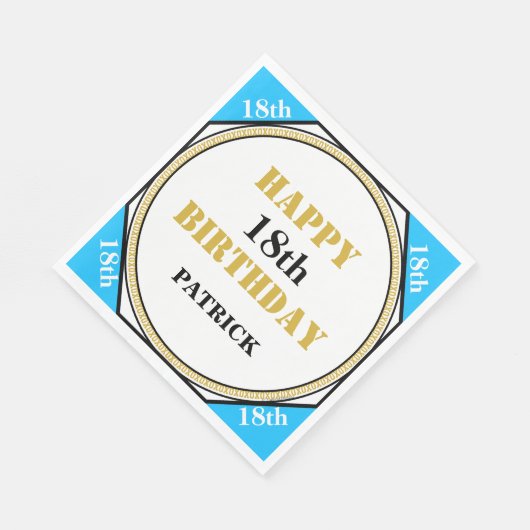 18e verjaardag Blue Gold Servet (Hoek)