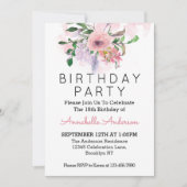 18e verjaardag Blush Pink Floral Waterverf Kaart (Voorkant)