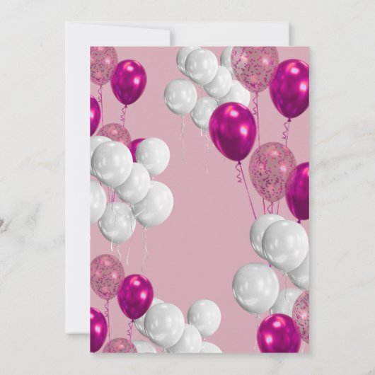 18e Verjaardag Blush Pink Glitter Ballonnen Kaart (Achterkant)