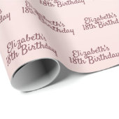 18e verjaardag blush roos gouden druppels naam cadeaupapier (Rol Hoek)