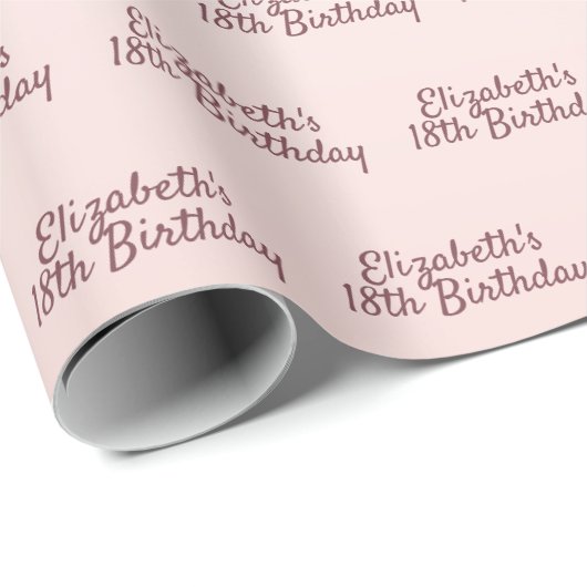 18e verjaardag blush roos gouden druppels naam cadeaupapier (Rol Hoek)