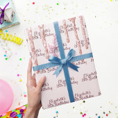 18e verjaardag blush roos gouden druppels naam cadeaupapier