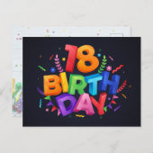 18e verjaardag briefkaart (Voorkant / Achterkant)