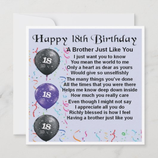 18e verjaardag - Broeder Kaart (Voorkant)