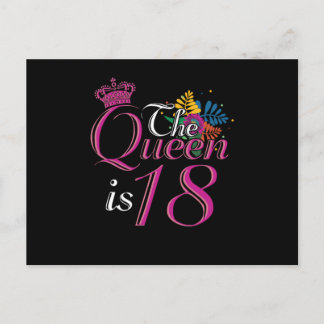 18e verjaardag cadeau de koningin is 18 jr briefkaart