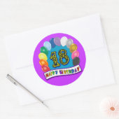 18e verjaardag cadeaus met gesorteerd ballonontwer ronde sticker (Envelop)