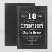 18e verjaardag - Chalkboard Black White Kaart (Voorkant / Achterkant)