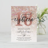 18e verjaardag Champagne Glitter Kaart (Staand voorkant)